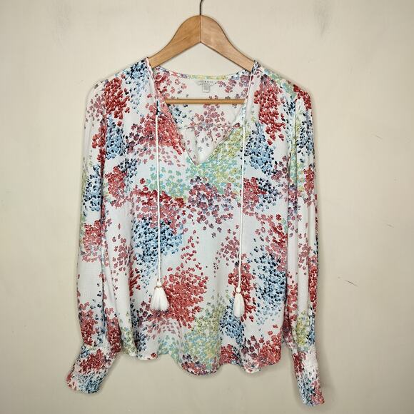 Lucky Brand Tasseled Boho Floral Top - Picture 1 of 9